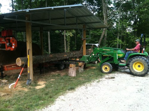 Farmer Bob loading the mill