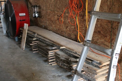 Wood stacked in barn